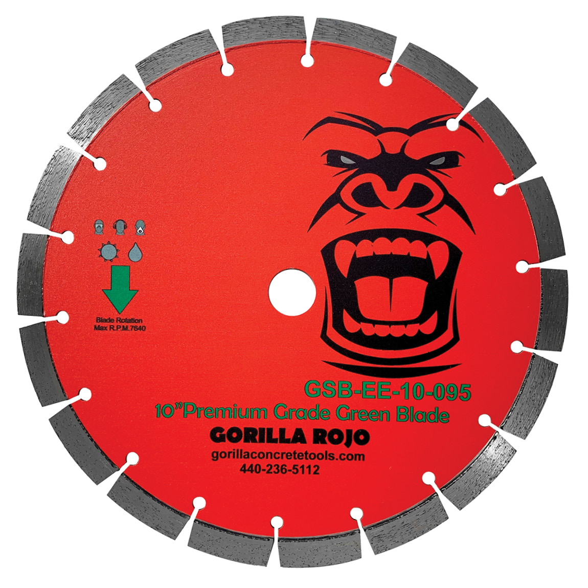 Gorilla 10" Early Entry Diamond Blade with 7/8" arbour. Made for use on the GS-300 Series III Early Entry Soft Cut Floor Saw. Available from Speedcrete, United Kingdom.