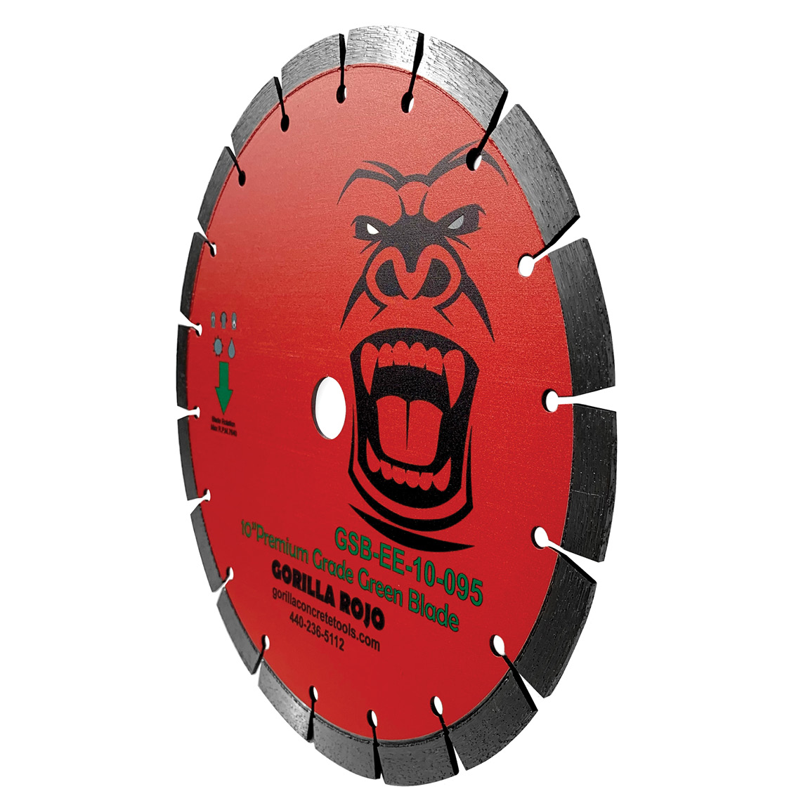 Gorilla 10" Early Entry Diamond Blade with 7/8" arbour. Made for use on the GS-300 Series III Early Entry Soft Cut Floor Saw. Available from Speedcrete, United Kingdom.