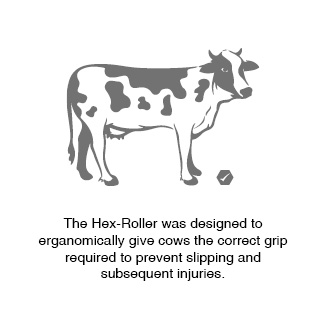 Hexagonal Roller for creating a hexagon pattern on concrete. This decorative pattern is popular with agricultural jobs which require a grip for cattle. Available from Speedcrete United Kingdom.