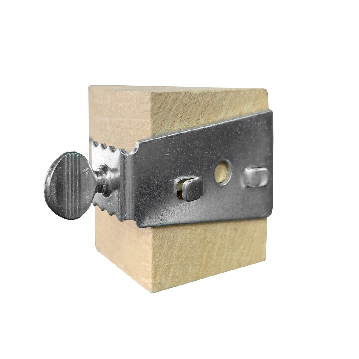 These block alignment clips are the quickest for setup and most portable line guides ever developed. The front of the clip has an irregular toothed surface and a thumb screw in the rear provides a secure grip to the concrete block. Available from Speedcre