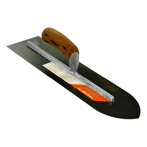 18" x 4" Elite Series Five Star™ Blue Steel Pointed Sword Trowel with Cork Handle. These concrete floats are available from Speedcrete, United Kingdom.