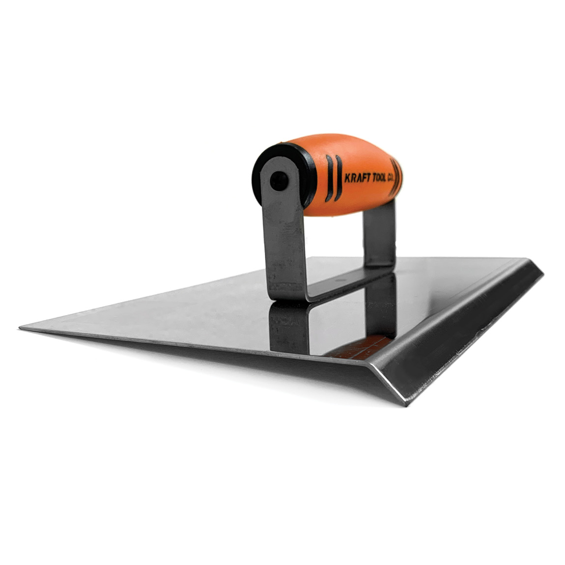 10" x 6" 1/2" R Stainless Steel Chamfer Tool with ProForm® Handle. This hand tool is used by concrete finishing professionals to make a chamfer style shape around the edge of concrete slabs. Available from Speedcrete, United Kingdom.