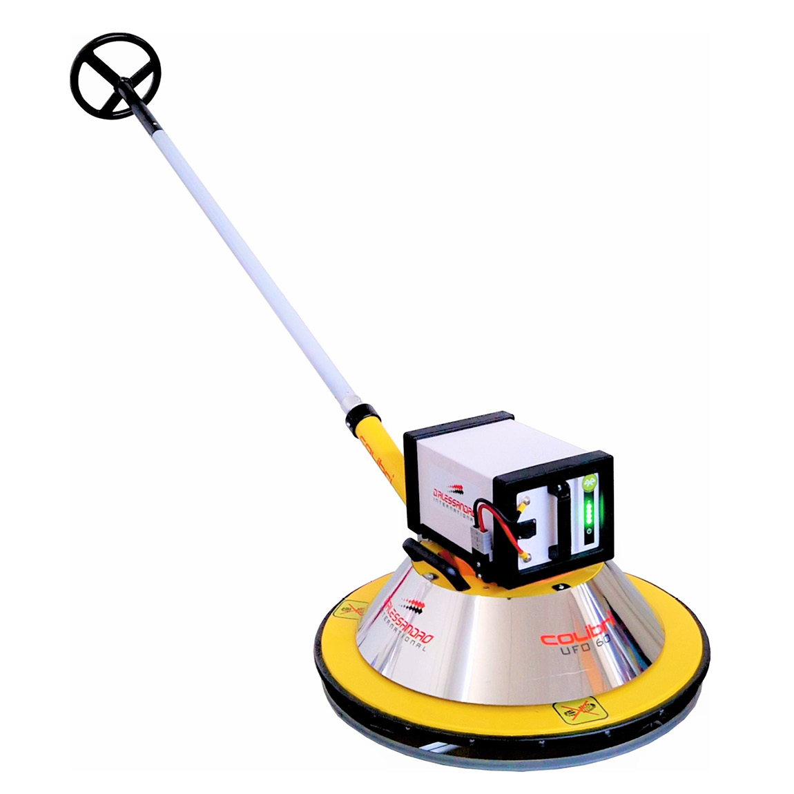 This battery powered model is ideal for finishing in environments where fumes from Petrol driven models can not be used safely. This Colibri UFO has a 60mm (24") diameter pan which can float across the surface with ease. Available in the United Kingdom vi