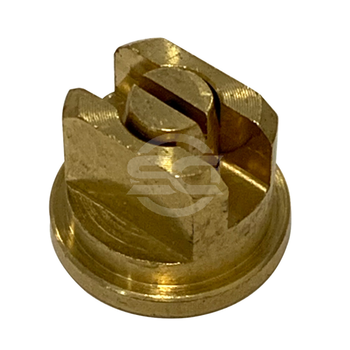 This brass nozzle tip is a replacement part which can be used with MESTO sprayers. This brass tip creates a flat spray. This component is used in any industry for spraying liquid under pressure. Available from Speedcrete, United Kingdom.