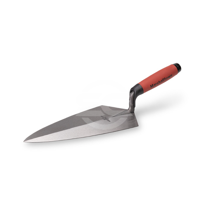 Marshalltown 11" Low Lift Philadelphia Brick Trowel. These trowels are constructed from a single piece of high carbon steel and are heat treated for optimal durability and strength. The blade is then taper ground and polished to add flexibility, allowing 