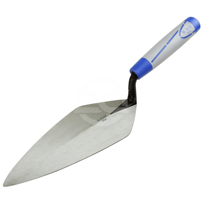 W.Rose make quality brick trowels with a hand polished blade made for comfort and flexibility. Made from a single piece of steel forged using a special heat tempered process, this crucible steel produces a brick trowel extra strength giving the user many 