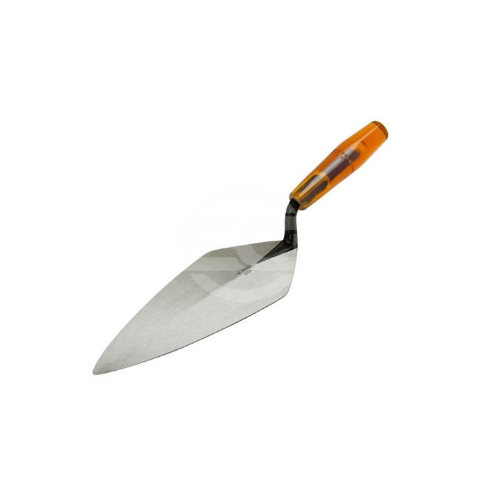 W.Rose brick trowels. This London Narrow style brick tool is made from a single piece of forged steel and has an amber style plastic handle. Available from Speedcrete, United Kingdom.