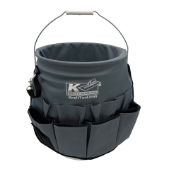 Everything has place in this tool bag that easily fits over 5 Gallon Bucket (GG468), not included. The durable, construction grade polyester with PVC base stands up to the wear-and-tear of busy jobsites. Organizes a wide range of tools to keep the job sit