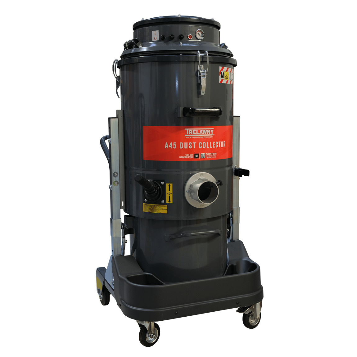 Hire the A45 Dust Collector made by Trelawny. Ideal for industrial use. Ideal for expansion saw joints on concrete floors and grinding concrete. Available to rent from Speedcrete, United Kingdom.
