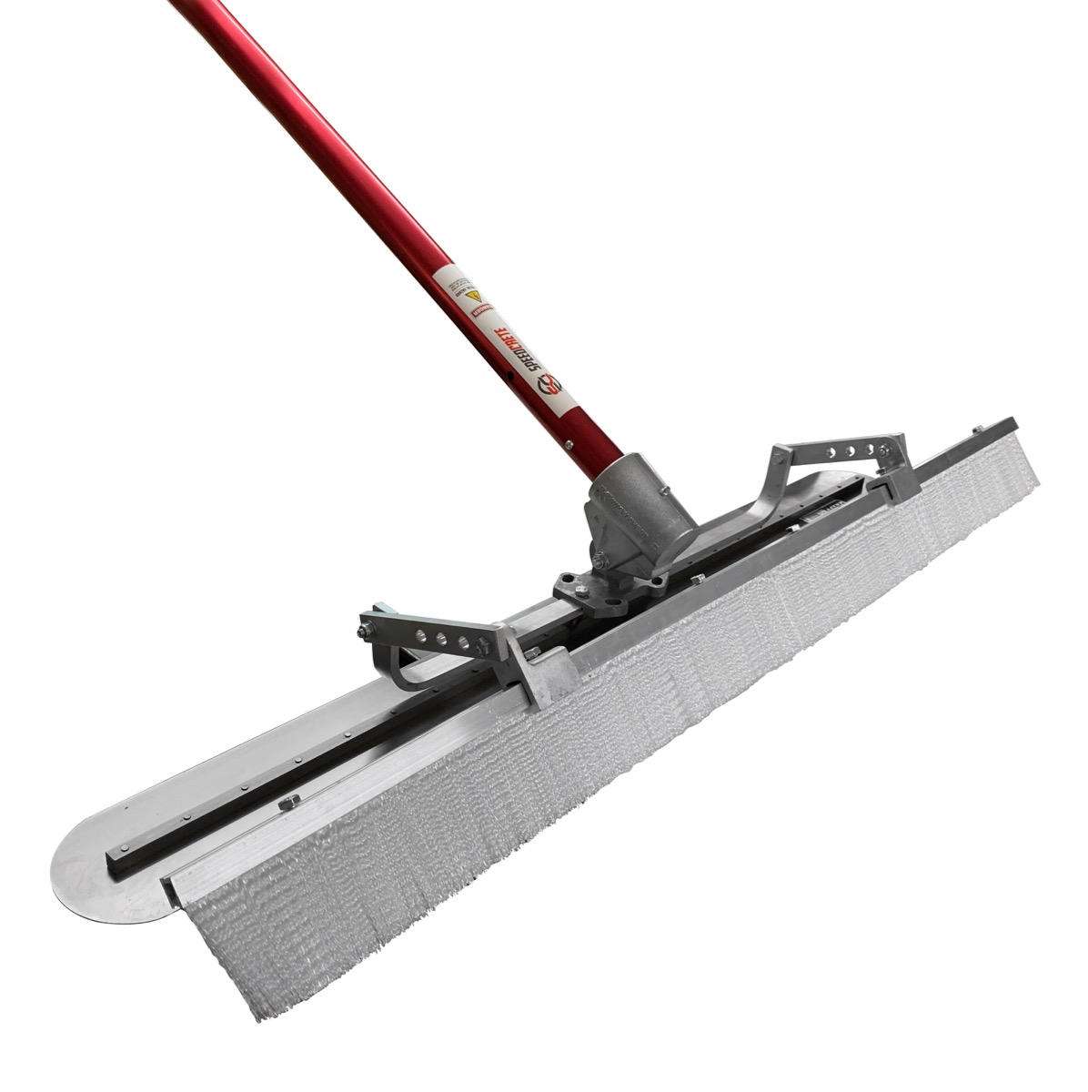 This Fresno float comes with a choice of broom strength which is attached via a bracket. The tilt-action gear box attaches to snap handles to allow reach on the concrete slab. This brushed finish concrete is popular and the kit can be bought from Speedcre