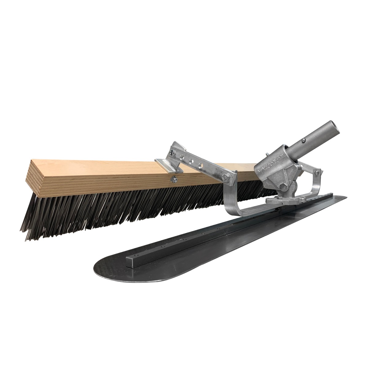 Steel 3 foot wide Fresno float and steel broom. Speedcrete, United Kingdom.