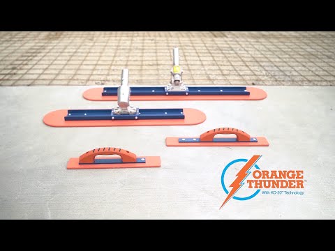 Orange Thunder concrete floats are great for finishing concrete slabs. Made with revolutionary KO-20™ technology this float will move faster across the concrete. Available from Speedcrete, United Kingdom.