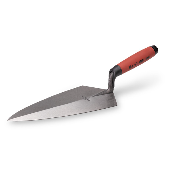 Marshalltown 11" Low Lift Philadelphia Brick Trowel. These trowels are constructed from a single piece of high carbon steel and are heat treated for optimal durability and strength. The blade is then taper ground and polished to add flexibility, allowing 