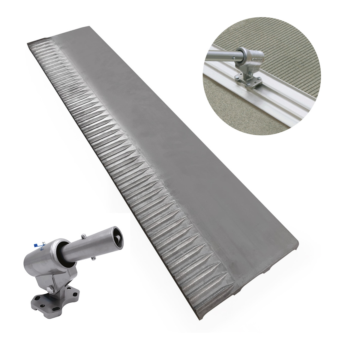 The Multi-track float is used to create a groove in the concrete for high grip and liquid drain off. This concrete finishing tool is available in various widths via Speedcrete, United Kingdom.