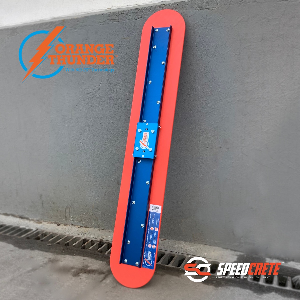 The Orange Thunder® with KO-20™ Technology Concrete Bull Float is made with the latest advancement in construction tools. This lightweight engineered material allows for seamless motions to quickly bring up bleed water to open up the surface as it levels 