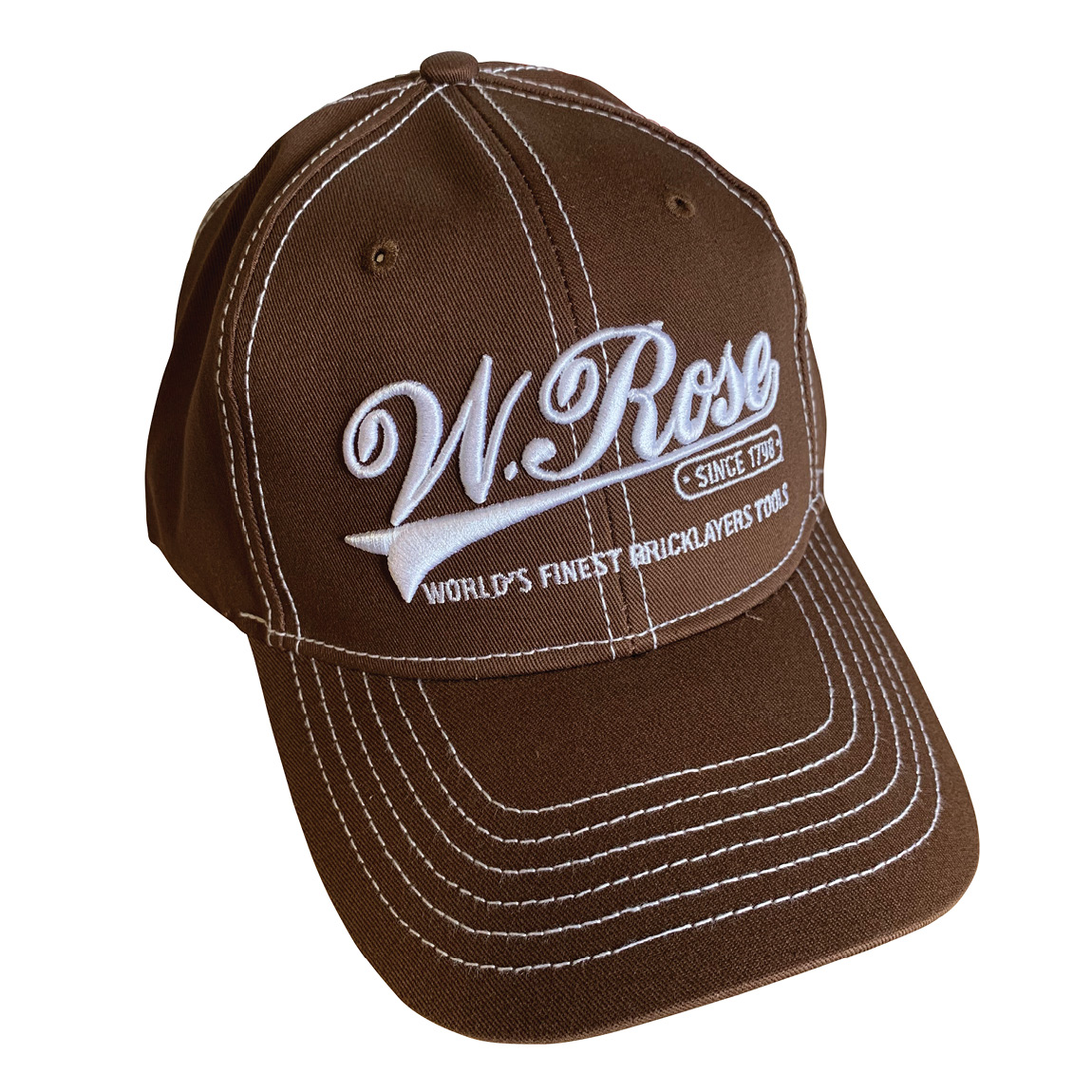 Show your W. Rose™ pride! Wear your favorite brick trowel brand for all the world to see. This cap protects your head and shields your eyes from the sun. The breathable fabric helps keep you cool in the summer. Distinctive white stitching stands out again