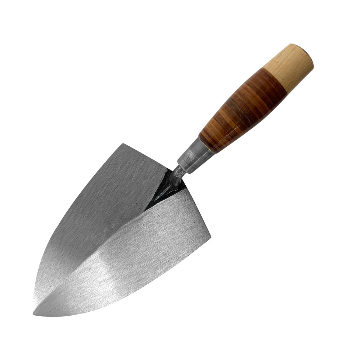 W.Rose 7" Buttering Trowel with Wood Handle. This trowel is made from a single piece of forged steel and is exclusively available in the United Kingdom from Speedcrete. The leather handle bricklayers trowel with be a tool to treasure.