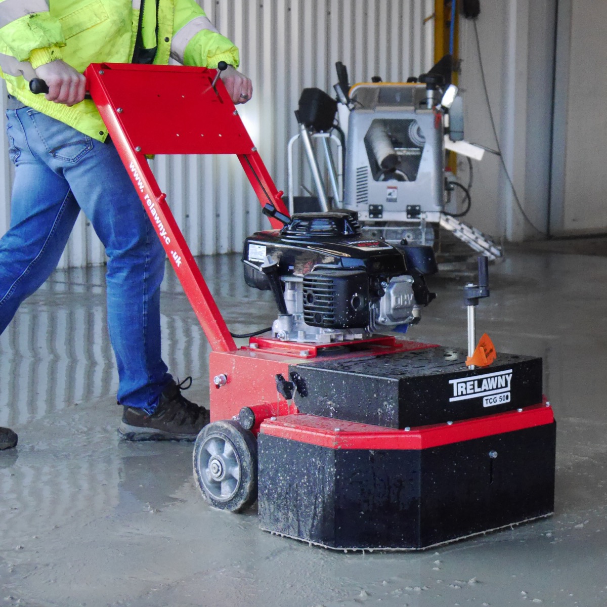 Trelawny grinder for levelling and polishing concrete.