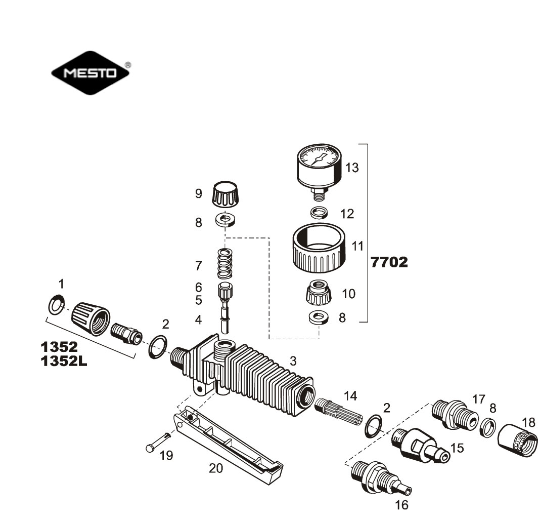 Mesto Sprayer part and accessories 1004L Trigger kit. Available from Speedcrete, United Kingdom.