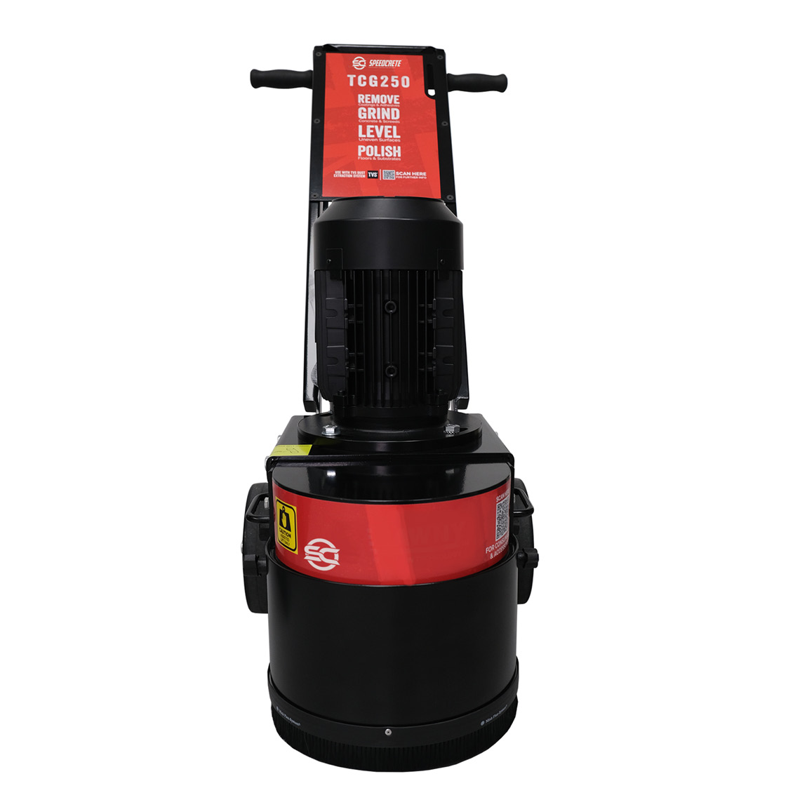 This heavy duty single head floor grinder has a flexible grinding head to ensure maximum usage of the diamond bonded discs on the surface. Available from Speedcrete, United Kingdom in Petrol and Electric 110v versions.