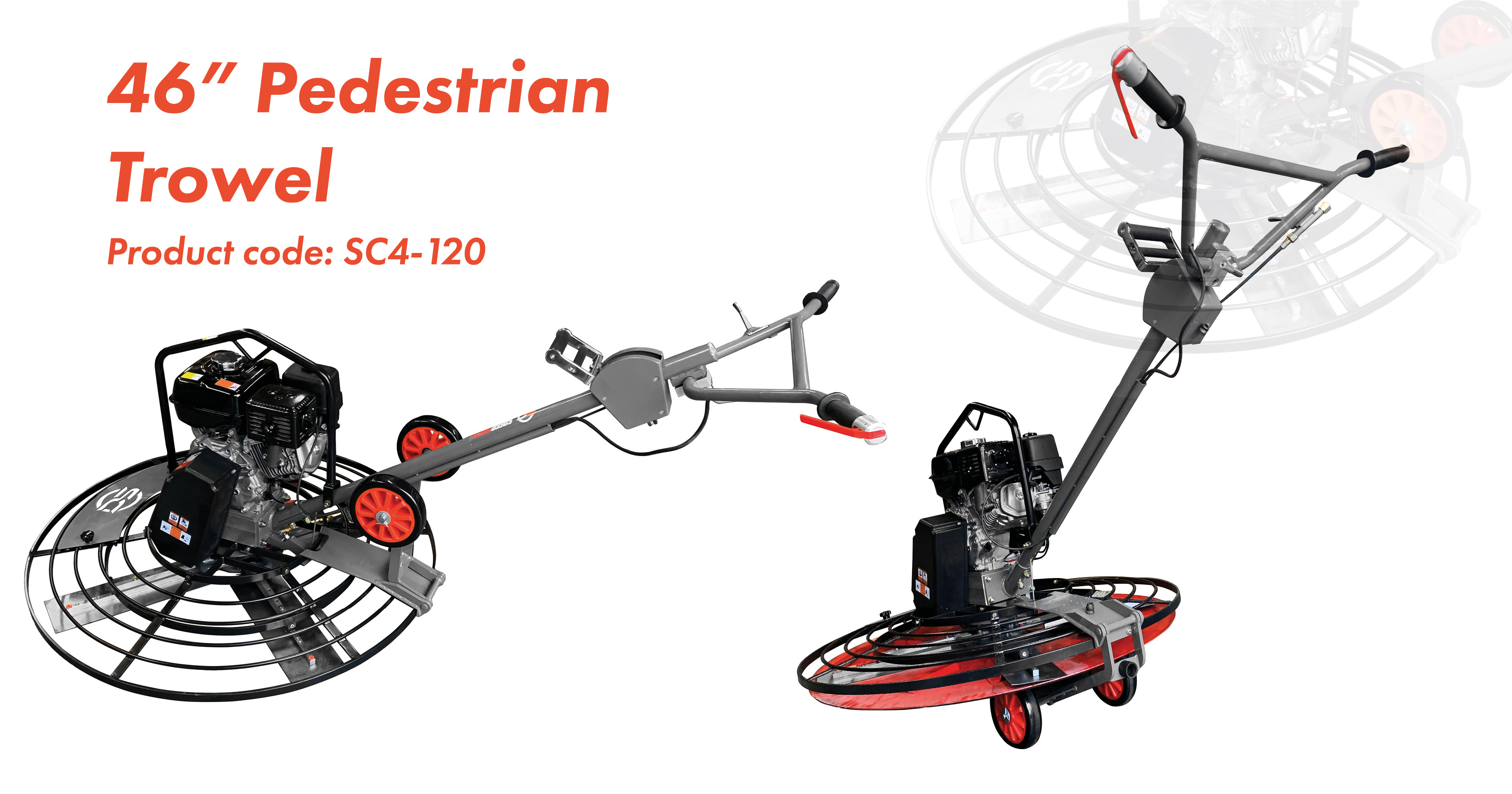 46 inch pedestrian power trowel for finishing concrete. Available to hire or purchase from Speedcrete, United Kingdom.