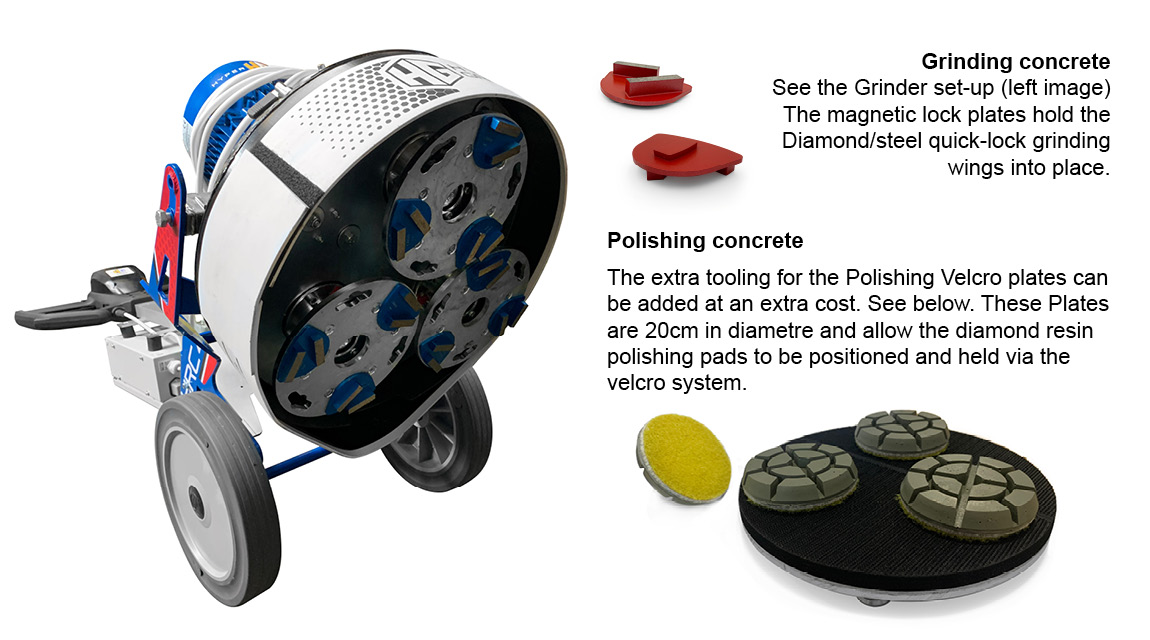 BKG 450 E grinding and polishing machinery explained. Available to hire or buy from Speedcrete, United Kingdom.