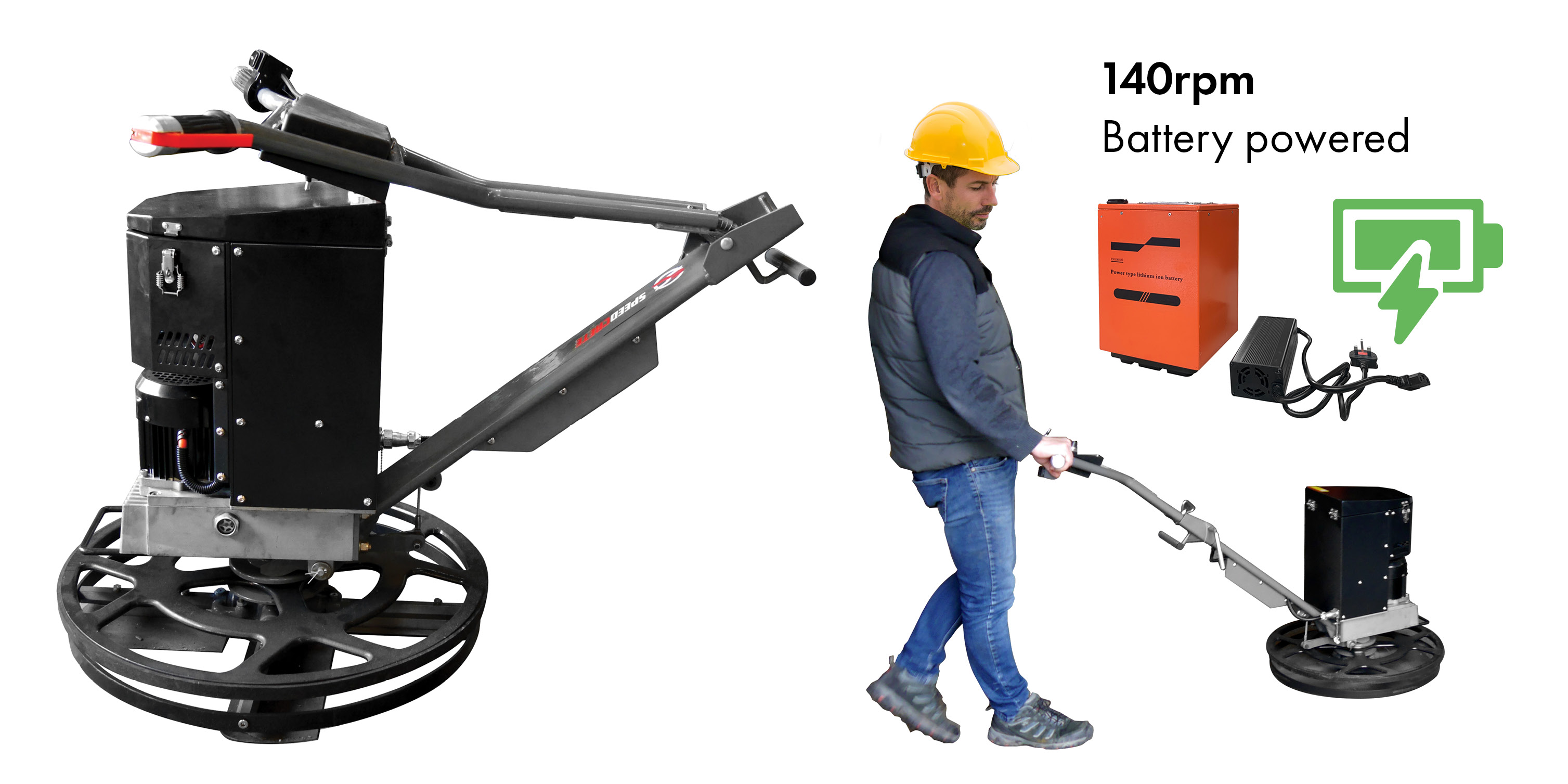 The battery powered edging concrete trowel from Speedcrete, United Kingdom.