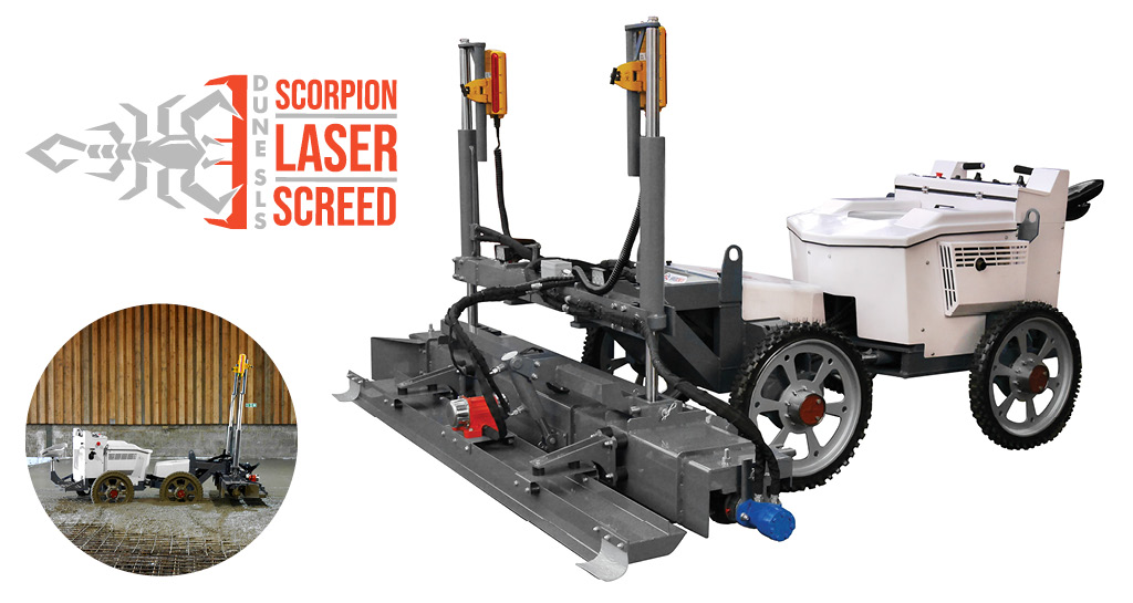 The laser levelling machine for grading concrete can be purchased from Speedcrete in the United Kingdom. Screed your concrete flat and vibrate the concrete as you pass.